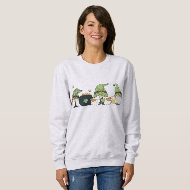 St. Patrick's Cute Day Gnomes Sweatshirt (Vorne ganz)