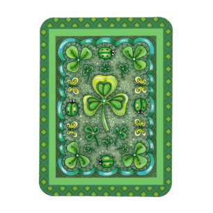 ST. PATRICK'S DACHFOLK ART KLEEBLATTS N' LADYBUGS MAGNET