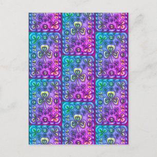 ST. PATRICK'S DACHFOLK ART KLEEBLATTS N' LADYBUGS POSTKARTE