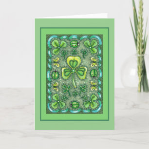  ST. PATRICK'S DAFOLK ART KLEEBLATTS N' LADYBUGS FEIERTAGSKARTE