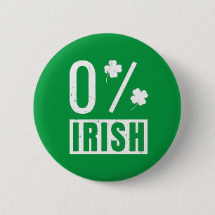 St Patrick's Day 0% Irish Vierblättriges Kleeblatt Button