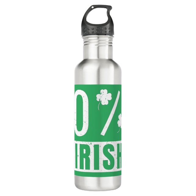 St Patrick's Day 0% Irish Vierblättriges Kleeblatt Edelstahlflasche (Vorderseite)