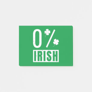 St Patrick's Day 0% Irish Vierblättriges Kleeblatt Post-it Klebezettel