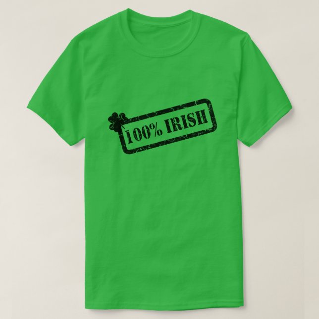 St. Patrick's Day 100% Irish Kleeblatt Green M T T-Shirt (Design vorne)