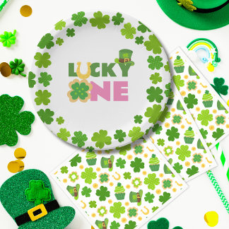St. Patrick's Day 1. Geburtstag Lucky 1 Kleeblätte Pappteller