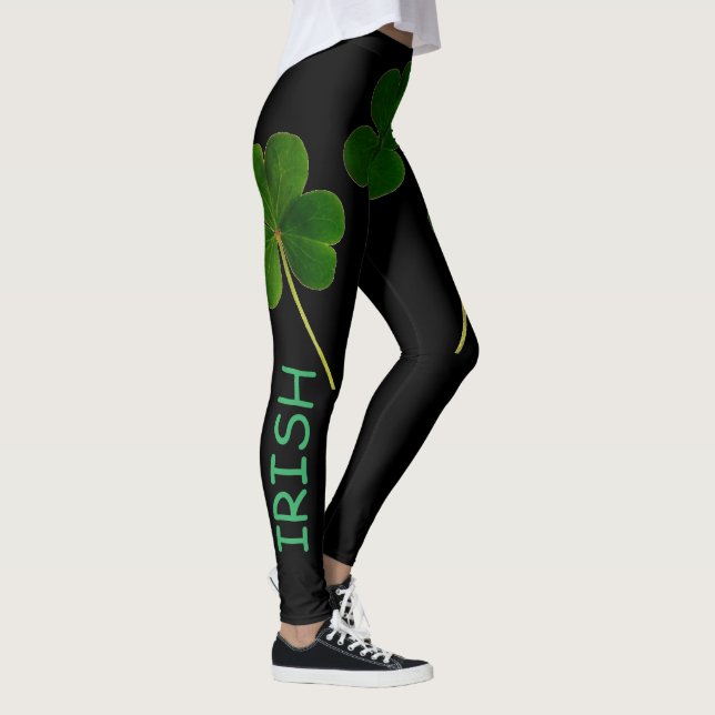 St Patrick's Day 2020 Irish Kleeblatt Grüner Text Leggings (Rechts)