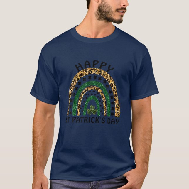 St Patricks Day 2022 Lucky Rainbow Leopard W T-Shirt (Vorderseite)