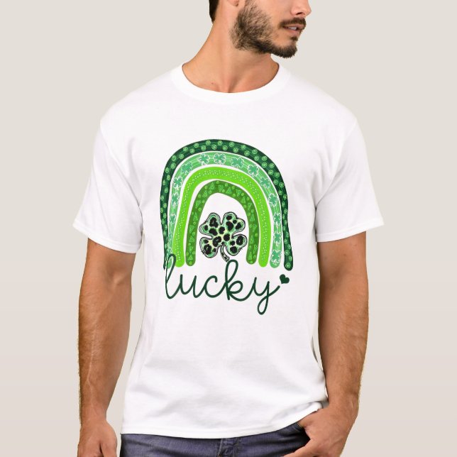 St Patricks Day 2022 Lucky Rainbow Leopard W T-Shirt (Vorderseite)