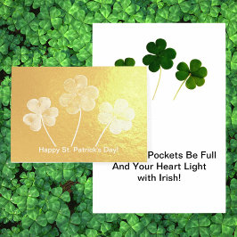 St. Patrick's Day 3 Leaf Clovers Holiday Folienkarte