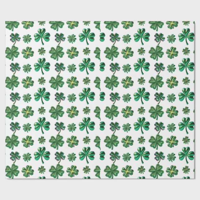 St. Patrick's Day 3D Irish Clover Geschenkpapier (Saum)