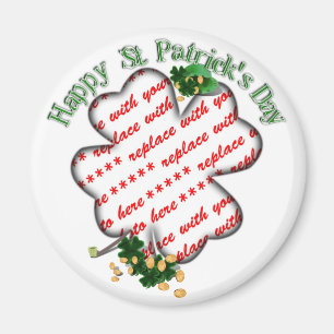 St. Patrick's Day 4-Blatt-Kleeblatt-Fotobild Magnet