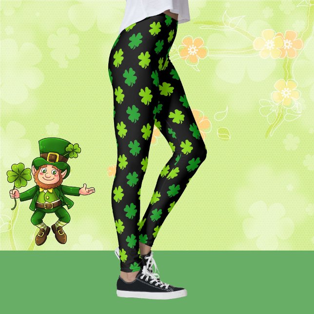 St. Patrick's Day 4 Leaf Clover Green Black Niedli Leggings (Von Creator hochgeladen)