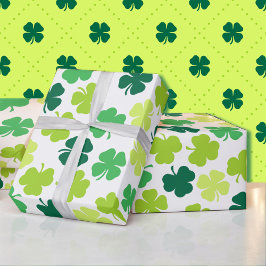St Patrick's Day 4 Leaf Clover Green Geschenkpapier