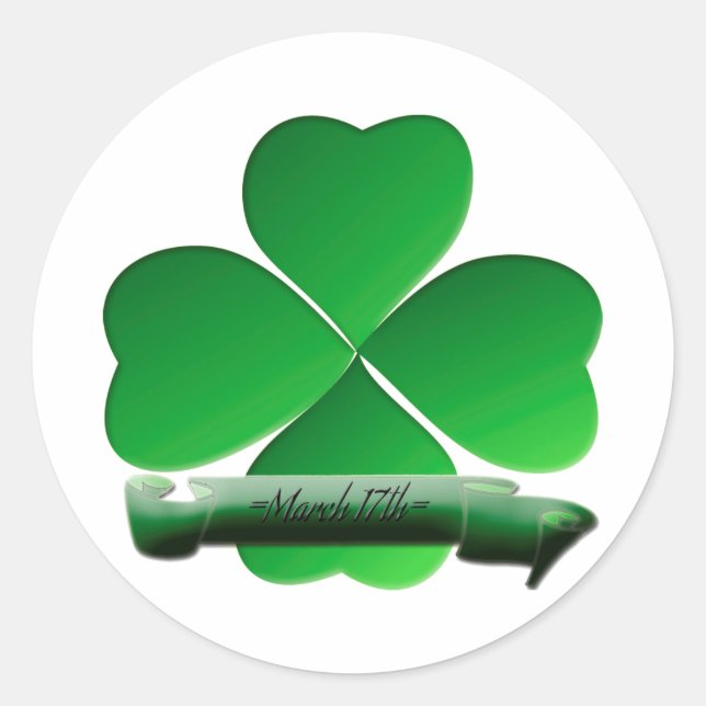 St Patrick's Day 4 Leaf Clover Runder Aufkleber (Vorderseite)