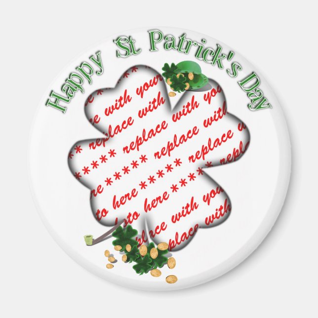 St Patrick's Day 4 Leaf Kleeblatt Foto Rahmen Magnet (Vorne)