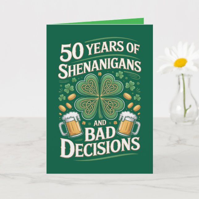 St. Patrick's Day 50. Geburtstagskarte Karte (Kleine Pflanze)