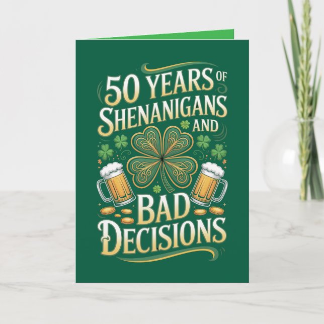  St. Patrick's Day  50th Birthday Card Karte (Vorderseite)