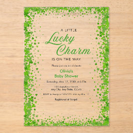 St Patrick's Day A Little Lucky Charm Baby Shower Acryleinladungen