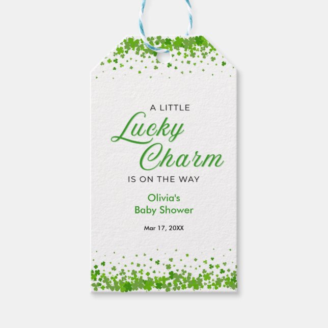 St Patrick's Day A Little Lucky Charm Baby Shower  Geschenkanhänger (Vorderseite)