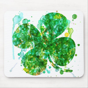 St. Patricks Day Abstraktes Kleeblatt Kunst, Dicht Mousepad
