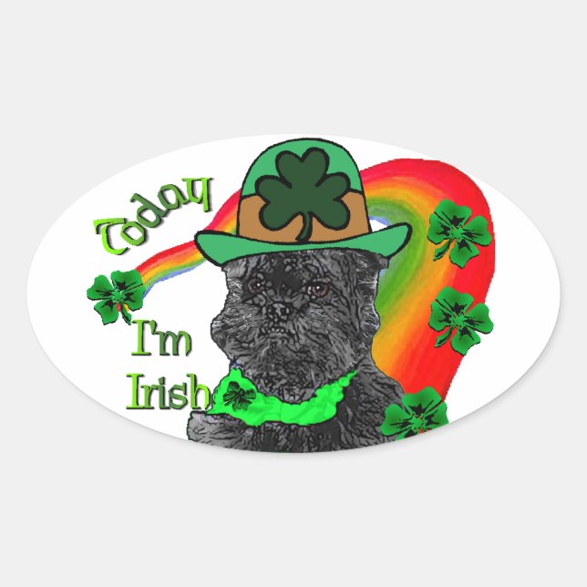 St Patrick's Day Affenpinscher Ovaler Aufkleber (Vorderseite)