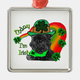 St Patrick's Day Affenpinscher Silbernes Ornament