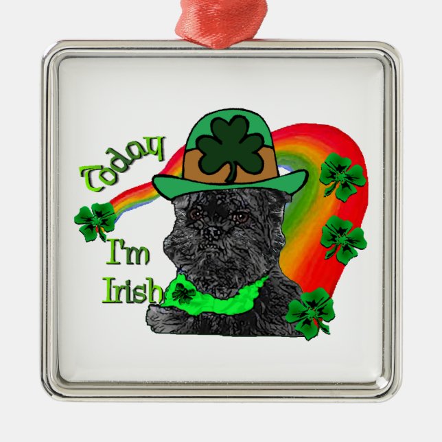 St Patrick's Day Affenpinscher Silbernes Ornament (Vorne)