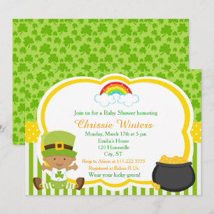 St Patrick's Day African American Baby Shower Einladung