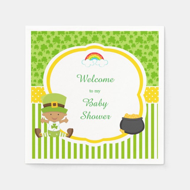 St Patrick's Day African American Boy Baby Shower Serviette (Vorderseite)