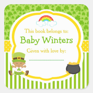 St Patrick's Day African American Girl Baby Shower Quadratischer Aufkleber