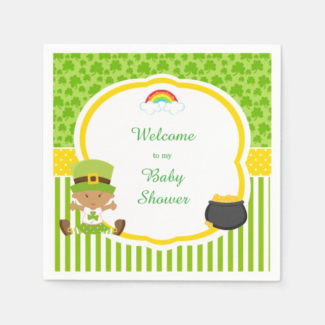 St Patrick's Day African American Girl Baby Shower Serviette (Vorderseite)