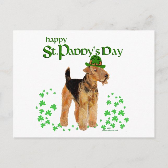 St. Patricks Day Airedale Postkarte (Vorderseite)