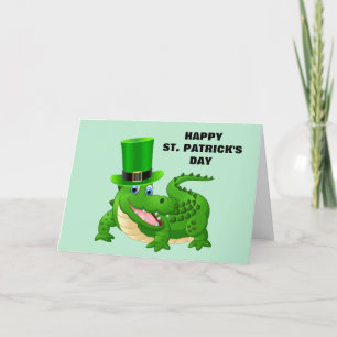 St. Patrick's Day Alligator gefaltete Festtagskart Feiertagskarte