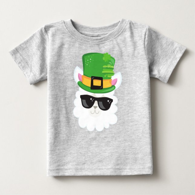 St. Patrick's Day, Alpaca, Llama, Leprechaun Hat Baby T-shirt (Vorderseite)