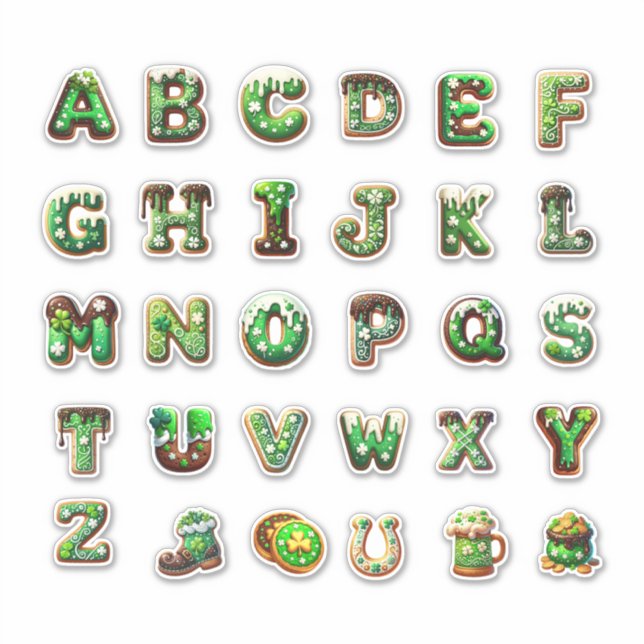 St. Patrick's Day Alphabet Aufkleber (Vorderseite)