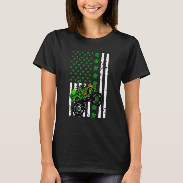 St. Patrick's Day American Flag Monster Truck for  T-Shirt (Vorderseite)