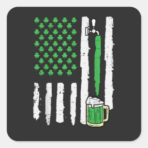 St Patricks Day Amerika Flagge Heiliger Quadratischer Aufkleber