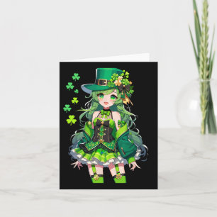 St. Patrick's Day Anime-Mädchen Kawaii Kobold Mädc Karte