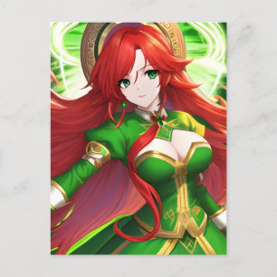 St. Patricks Day Anime Woman Postcard Postkarte