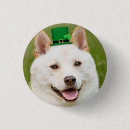 St Patrick's Day Anyone Shiba Inu Dog Button