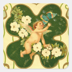 St. Patrick's Day Art Nouveau Angel - Aufkleber