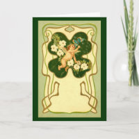 St. Patrick's Day Art Nouveau Angel Card