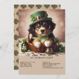 St Patrick's Day Australian Shepherd Puppy Einladung