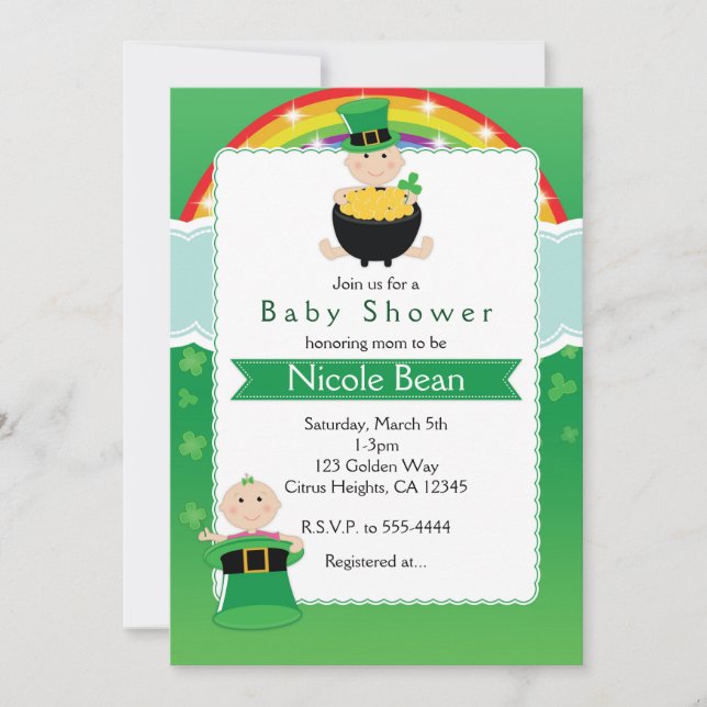 St. Patrick's Day Babies Kinderdusche Einladung (Vorderseite)