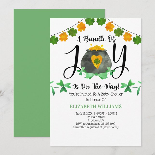 St. Patrick's Day Baby Shower Einladung (Vorne/Hinten)
