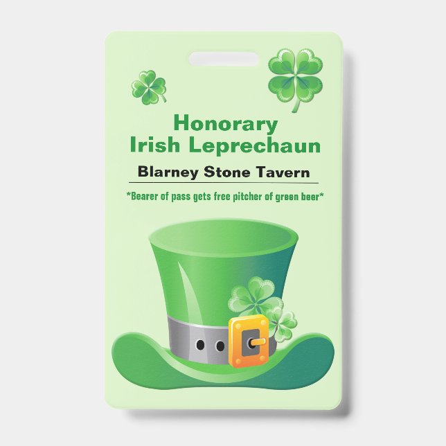St. Patrick's Day Bar Ausweis (Vorderseite)