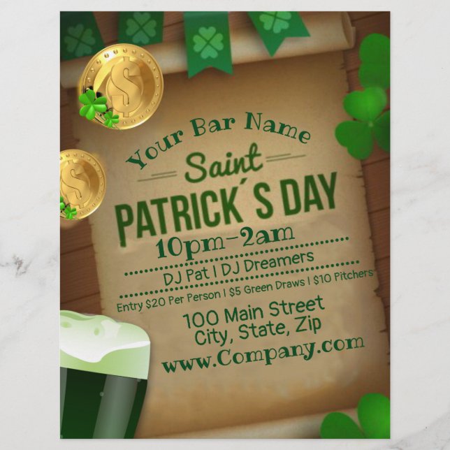 St Patrick's Day Bar Event Party Flyer (Vorne)