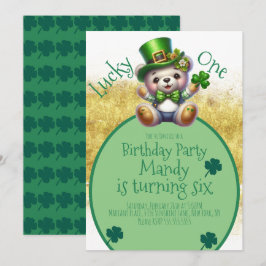 St.Patrick's Day Bär Niedlich Gold Geburtstag Luck Einladung