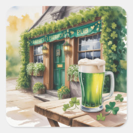 St. Patrick's Day Bar Pub Party Quadratischer Aufkleber