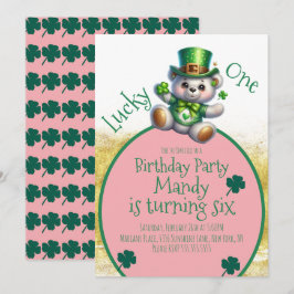St.Patrick's Day Bären Girl Geburtstag Lucky One Einladung